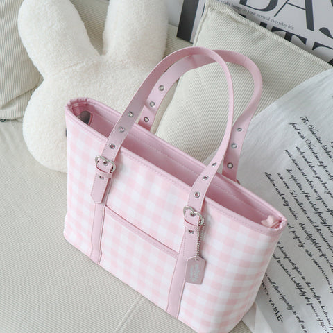 ［バッグ］チェック トートバッグ【990W41】