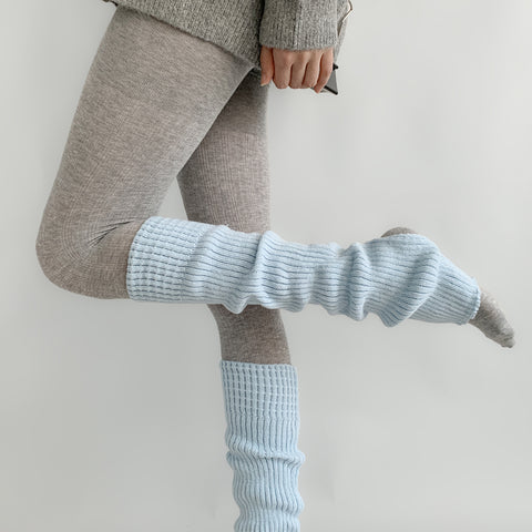 ［靴下］カラー ニット レッグウォーマー【35XSBQ】