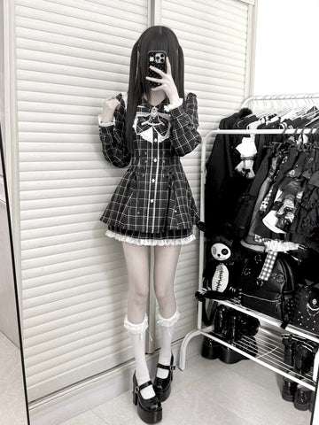 ［ファッション］地雷系 長袖 ワンピース+パンツ セットアップ【兔偶心事】