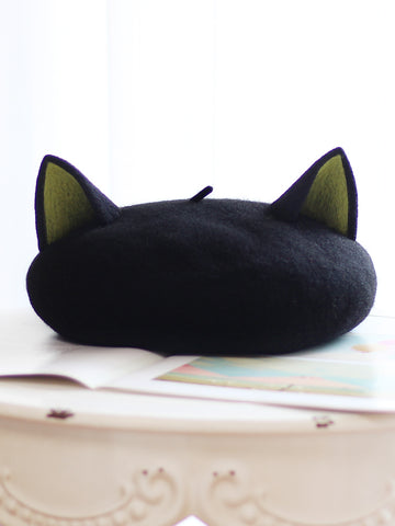 ［ファッション］猫耳 ウール ベレー帽【4EP8G8】