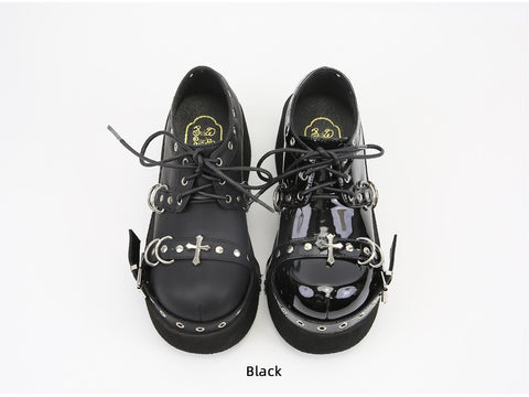 ［靴］ダークパンク ベルト プラットフォームシューズ【M6PK0G】