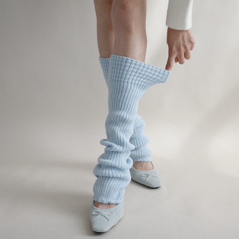 ［靴下］カラー ニット レッグウォーマー【35XSBQ】