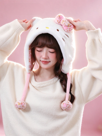 [サンリオ］ハローキティ 正規品 帽子 マフラー【V6YEVP】