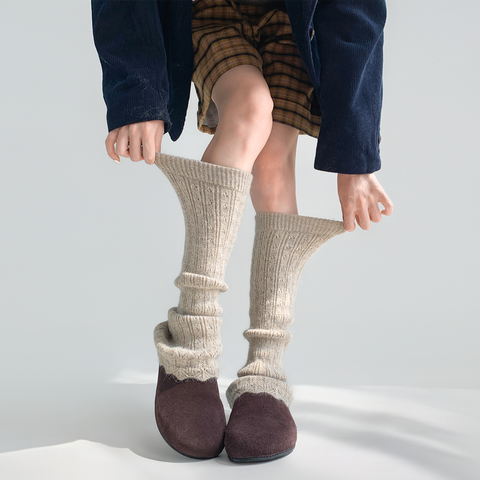 ［靴下］ベルボトム カラー ニット レッグウォーマー【W9W51S】