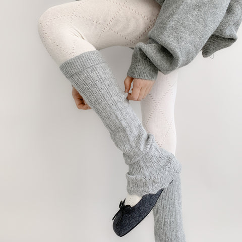 ［靴下］ベルボトム カラー ニット レッグウォーマー【W9W51S】