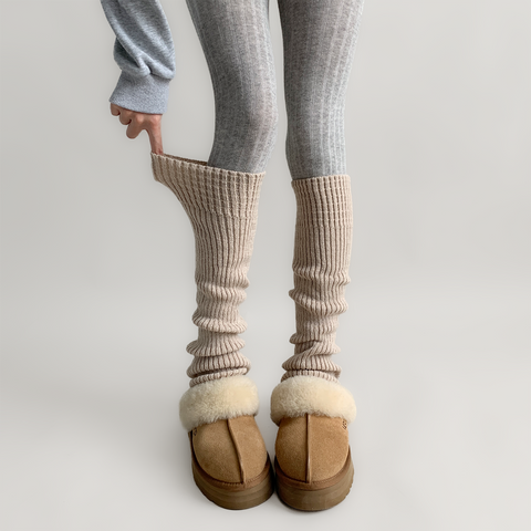 ［靴下］カラー ニット レッグウォーマー【35XSBQ】