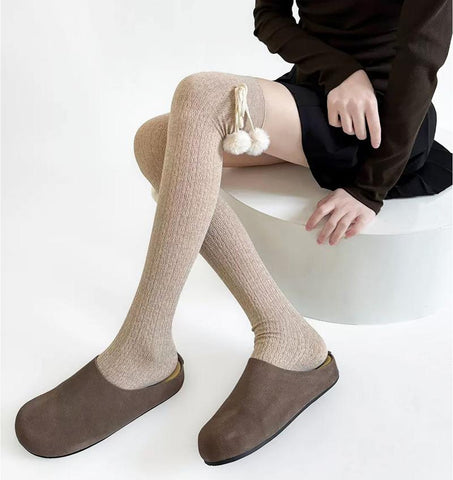 ［ファッション］ケーブル編み オーバーニーソックス 靴下【8QJIE1】