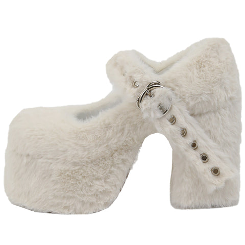 ［靴］エコファー 厚底 ハイヒール パンプス【K9YOAK】