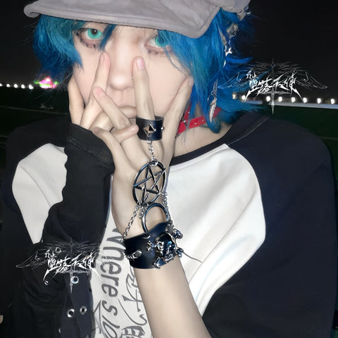 ［ファッション］パンク メタルリベット スカル ブレスレット【FRXV6O】