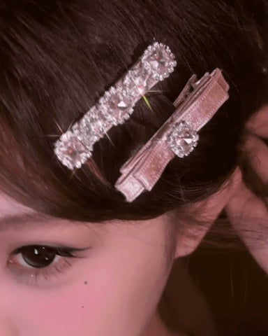 ［ファッション］ビジュー リボン ヘアクリップ【A0RFNR】