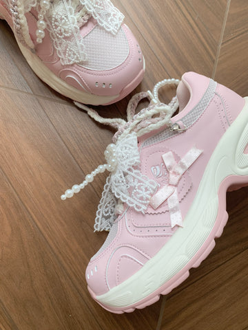 【受注予約】［靴］ロリータ パール リボン スニーカー【7CAIO1】