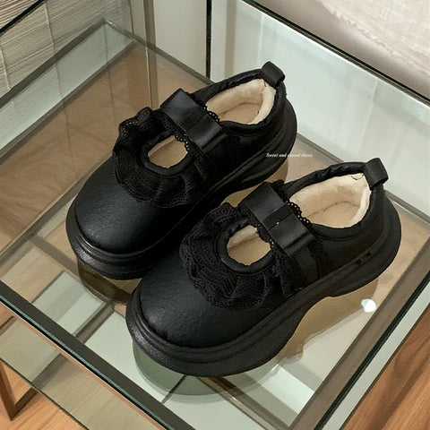 ［靴］防水ファー厚底ローファー【37MZU0】