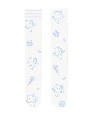 ［ファッション］天使界隈 水色 オーバーニーソックス 靴下【1BAOEH】