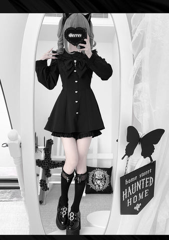 ［ファッション］XS-4L 地雷系 レース ワンピース+パンツ セットアップ【57I5PX】