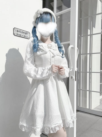 ［ファッション］地雷系 量産型 リボン ツイード ワンピース【1Q6IFD】