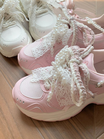 【受注予約】［靴］ロリータ パール リボン スニーカー【7CAIO1】