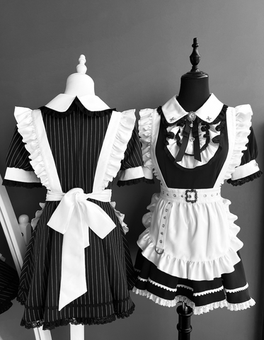 ［ファッション］地雷系 長袖 メイド ワンピース+パンツ セットアップ【堕天使】