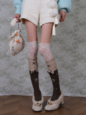 ［ファッション］ビジュー ハイソックス 靴下【0NZQ74】