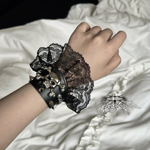［ファッション］スカル レース ブレスレット【M73B0F】