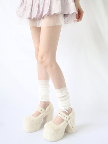 ［靴］エコファー 厚底 ハイヒール パンプス【K9YOAK】