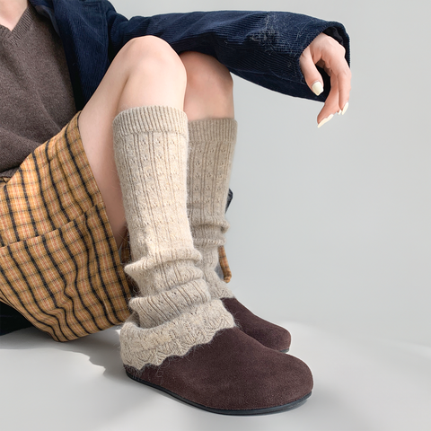 ［靴下］ベルボトム カラー ニット レッグウォーマー【W9W51S】