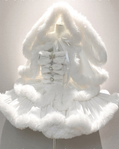 ［ファッション］ウサ耳ファーケープ＋ワンピース【FCD00T】