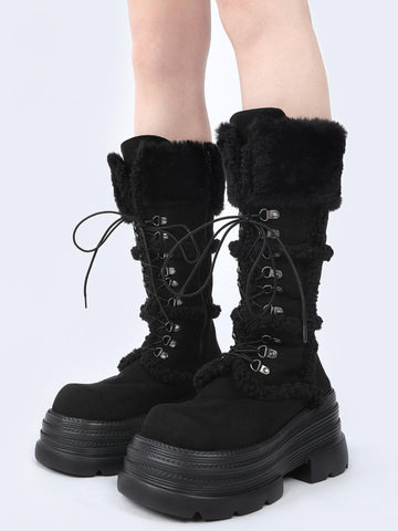 ［靴］ゴシック エコファー プラットフォームブーツ【T9VXC2】