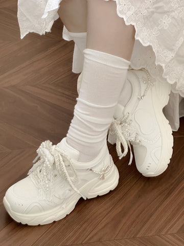 【受注予約】［靴］ロリータ パール リボン スニーカー【7CAIO1】