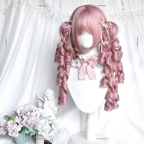 ［ウィッグ］ゴスロリ ピンク ツインテール 巻き髪【千层派】