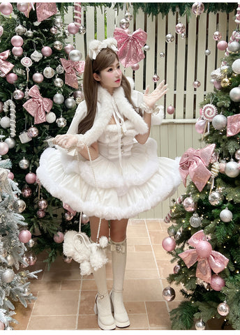 ［ファッション］ウサ耳ファーケープ＋ワンピース【FCD00T】