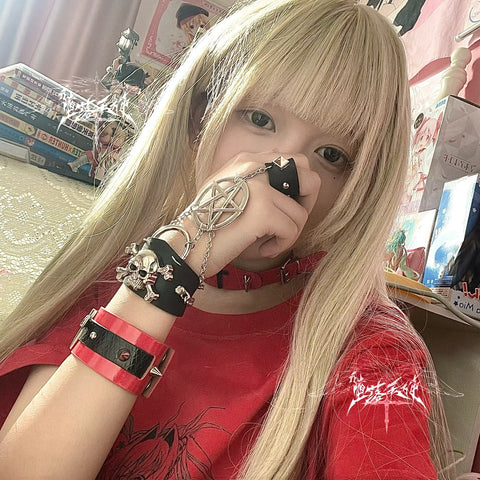 ［ファッション］パンク メタルリベット スカル ブレスレット【FRXV6O】