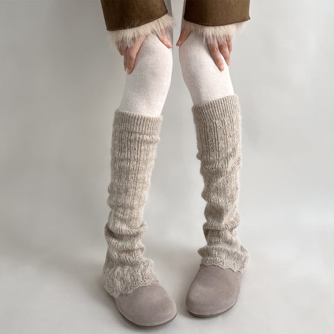 ［靴下］ベルボトム カラー ニット レッグウォーマー【W9W51S】