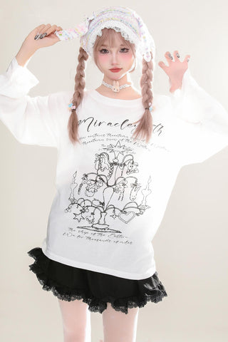 ［サブカル］プリント Tシャツ トップス【QBZ6LK】