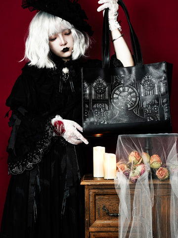 ［バッグ］ゴシック ダークパンク 時計塔 トートバッグ 【GCX0WG】