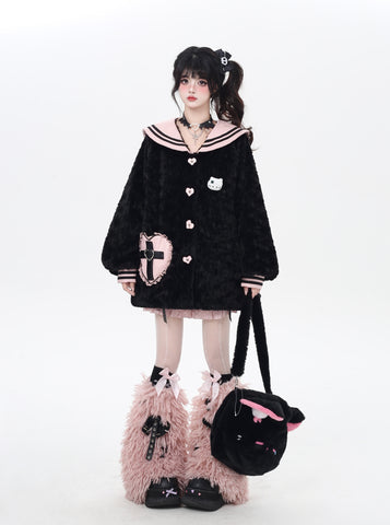 ［ファッション］ネイビーカラーランタンスリーブジャケット【0DDB6U】