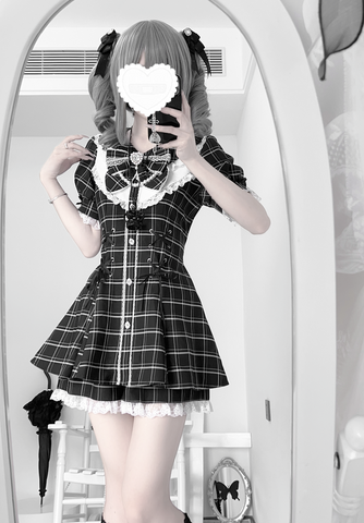 ［ファッション］地雷系 長袖 ワンピース+パンツ セットアップ【兔偶心事】