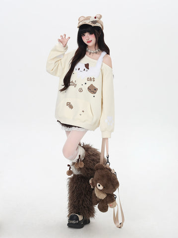 ［ファッション］キャットワンショルダートップス【6NQDTT】