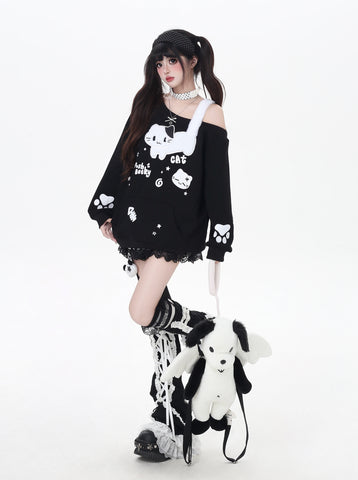 ［ファッション］キャットワンショルダートップス【6NQDTT】