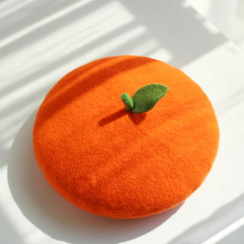 ［ファッション］オレンジ ベレー帽【41BFAO】