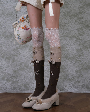 ［ファッション］ビジュー ハイソックス 靴下【0NZQ74】