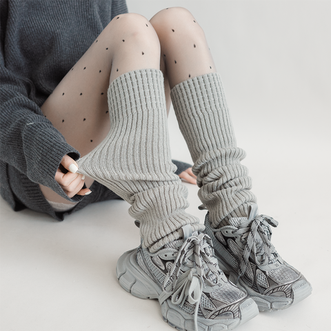 ［靴下］カラー ニット レッグウォーマー【35XSBQ】