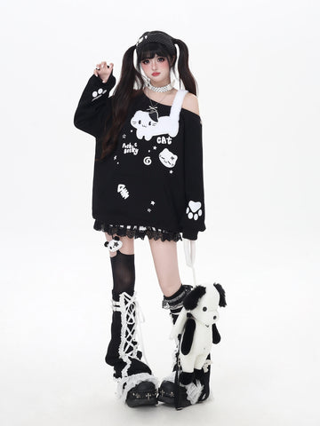 ［ファッション］キャットワンショルダートップス【6NQDTT】