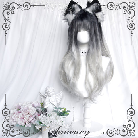 ［ウィッグ］ゴスロリ グラデーション ロングカール【墨银】