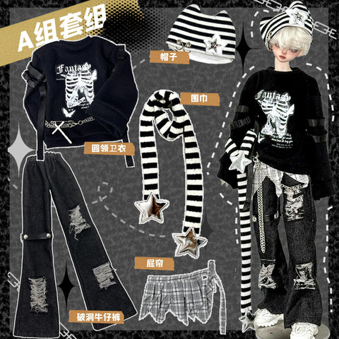 ［BJD服］1/4 ドール用 衣装セット【黑白】