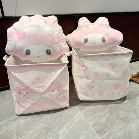 ［サンリオ］マイメロディ＆ピアノ 折りたたみ 洗濯かご
