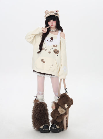 ［ファッション］キャットワンショルダートップス【6NQDTT】