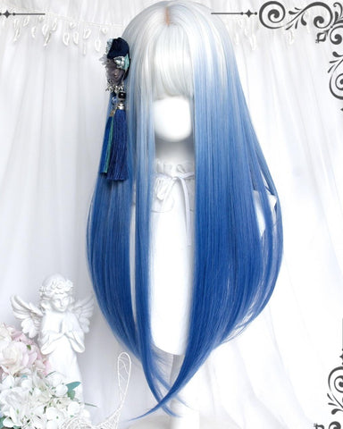 ［ウィッグ］ゴスロリ グラデーション ロングストレート【蓝瓷】