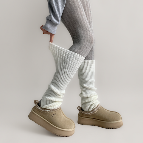 ［靴下］カラー ニット レッグウォーマー【35XSBQ】