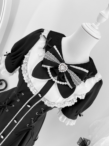 ［ファッション］地雷系 長袖 ワンピース+パンツ セットアップ【兔偶心事】