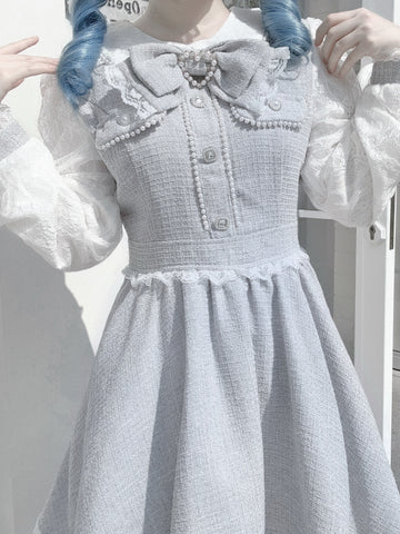 ［ファッション］地雷系 量産型 リボン ツイード ワンピース【1Q6IFD】